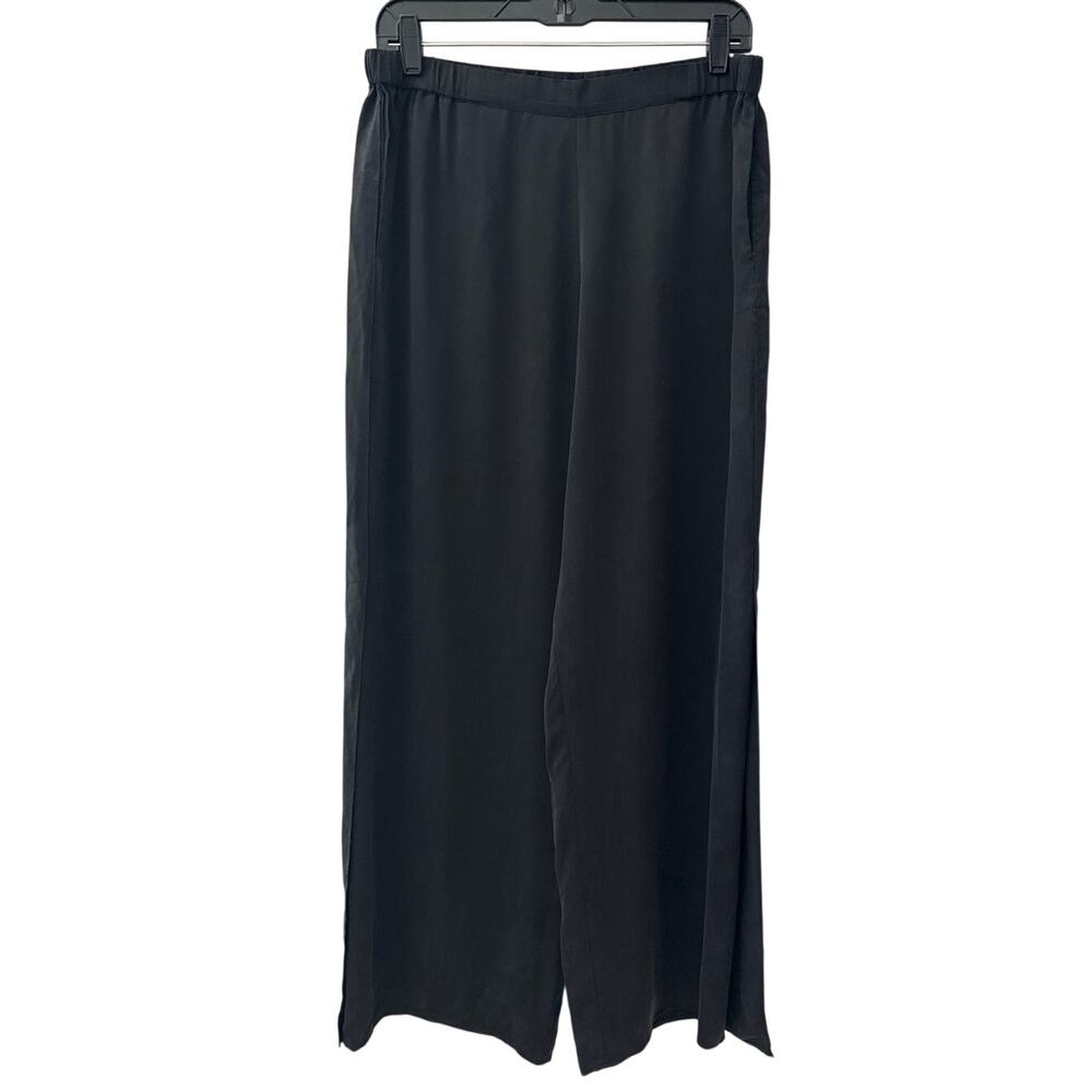 Lunya Split Leg High Rise Washable Silk Pants Immersed Black Size Large - Picture 5 of 12
